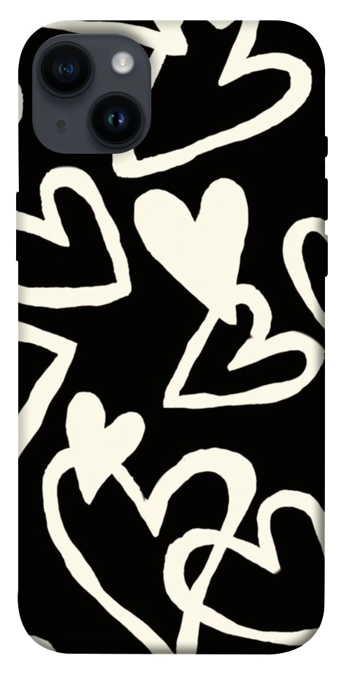 Чохол Black and white hearts для iPhone 14 Plus