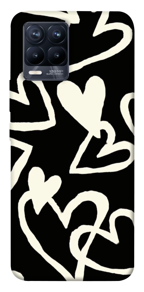Чохол Black and white hearts для Realme 8