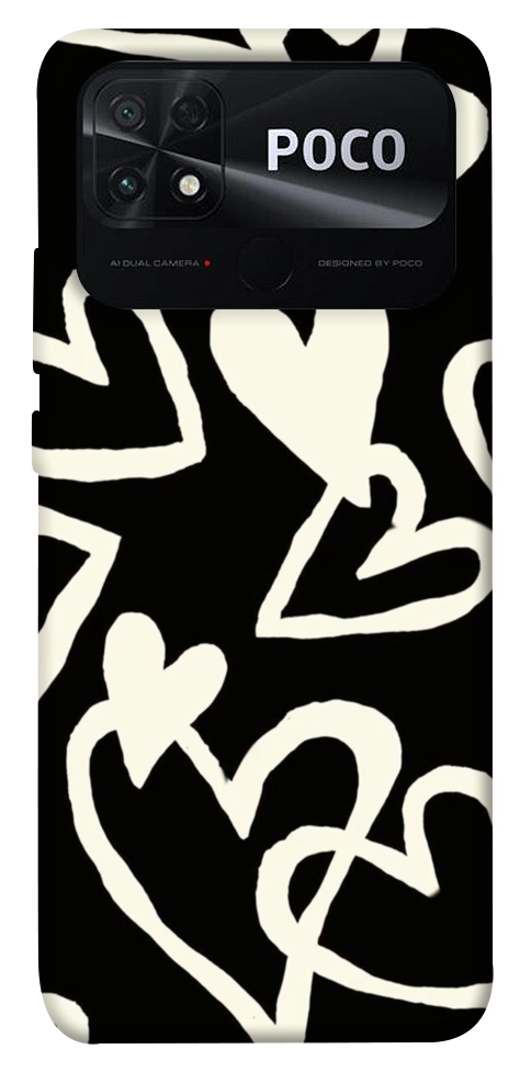 Чехол Black and white hearts для Xiaomi Poco C40