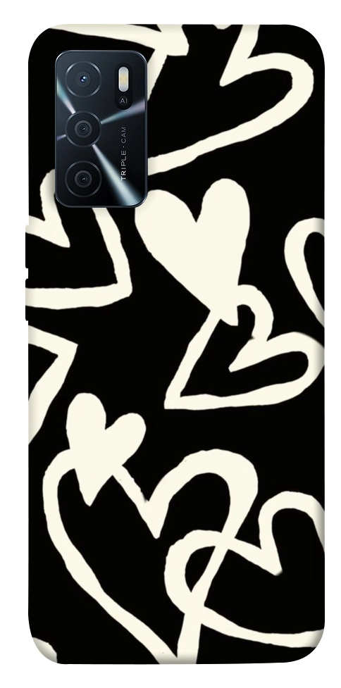 Чехол Black and white hearts для Oppo A16