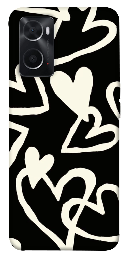 Чехол Black and white hearts для Oppo A76 4G