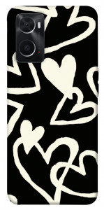 Чохол Black and white hearts для Oppo A76 4G