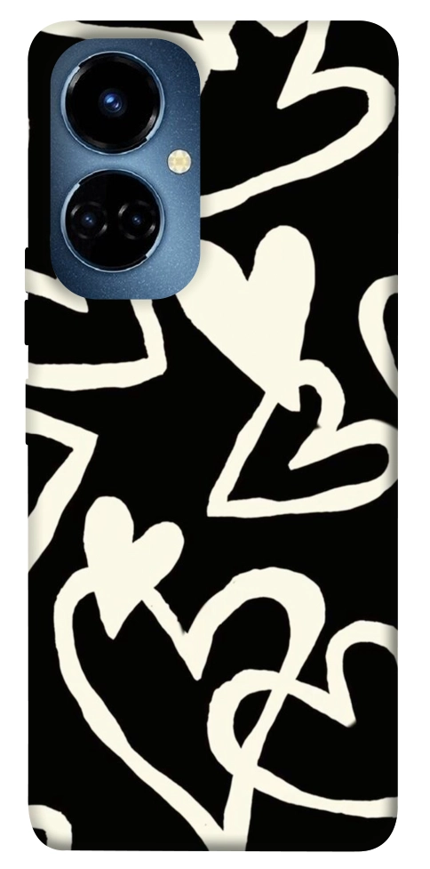 Чехол Black and white hearts для TECNO Camon 19 Pro (CI8n)
