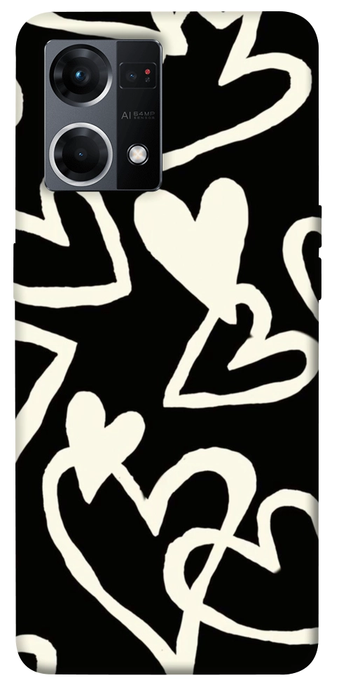 Чехол Black and white hearts для Oppo Reno 7 4G