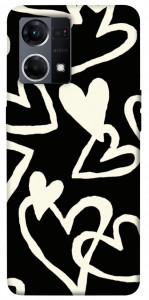 Чохол Black and white hearts для Oppo Reno 7 4G