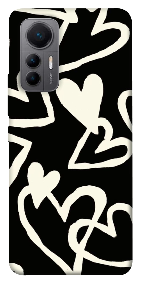 Чехол Black and white hearts для Xiaomi 12 Lite