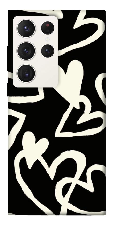 Чехол Black and white hearts для Galaxy S23 Ultra