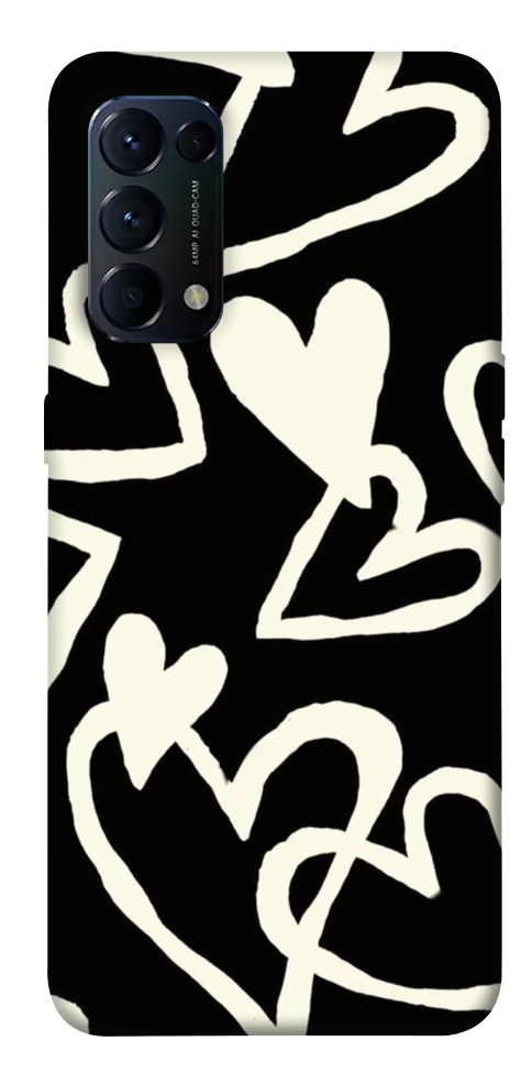Чехол Black and white hearts для Oppo Reno 5 4G