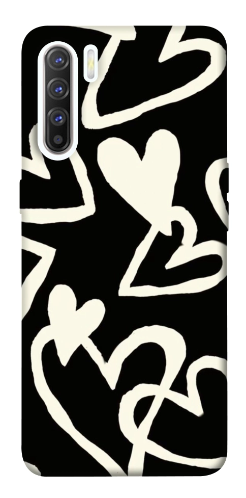 Чехол Black and white hearts для Oppo Reno 3