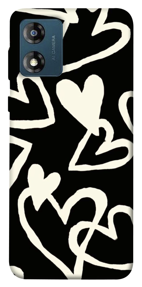Чехол Black and white hearts для Motorola Moto E13