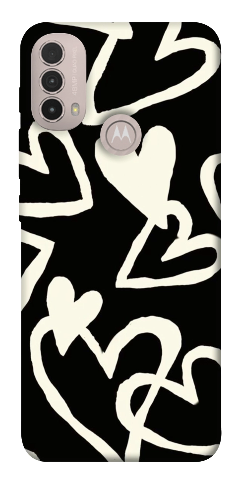 Чехол Black and white hearts для Motorola Moto E40