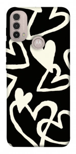 Чохол Black and white hearts для Motorola Moto E40