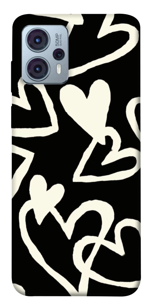 Чехол Black and white hearts для Motorola Moto G23