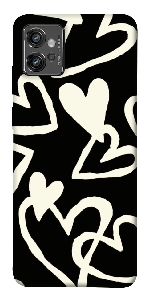 Чехол Black and white hearts для Motorola Moto G32