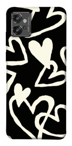 Чохол Black and white hearts для Motorola Moto G32