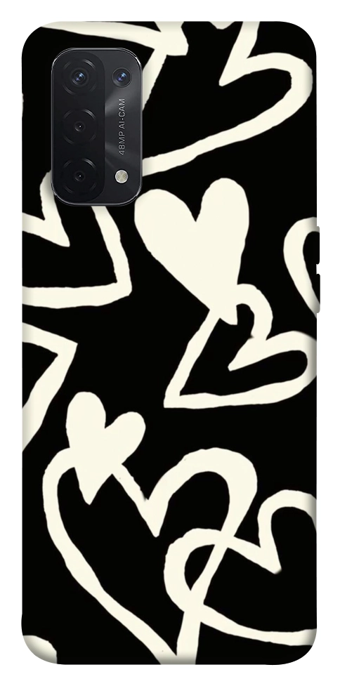 Чехол Black and white hearts для Oppo A74 5G