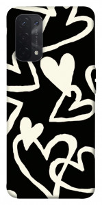 Чехол Black and white hearts для Oppo A74 5G