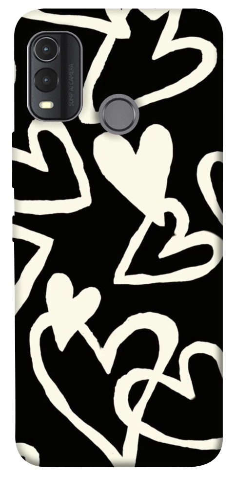 Чехол Black and white hearts для Nokia G11 Plus