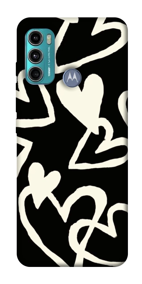 Чехол Black and white hearts для Motorola Moto G60