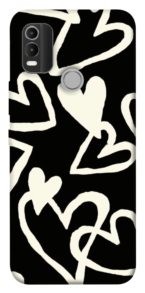 Чехол Black and white hearts для Nokia C21 Plus