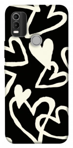 Чехол Black and white hearts для Nokia C21 Plus