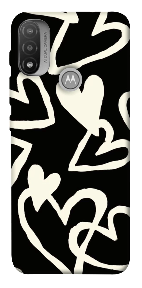 Чохол Black and white hearts для Motorola Moto E20
