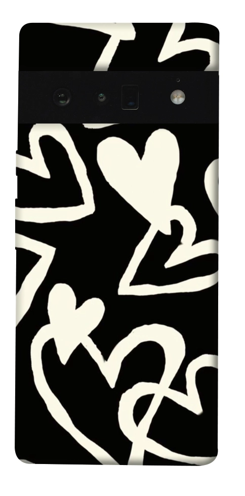 Чехол Black and white hearts для Google Pixel 6 Pro