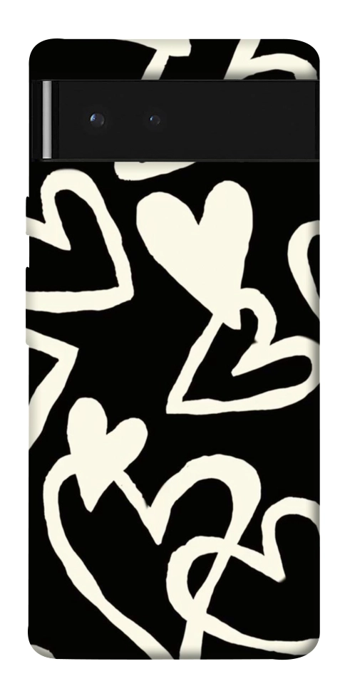 Чехол Black and white hearts для Google Pixel 6