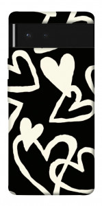 Чехол Black and white hearts для Google Pixel 6