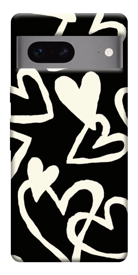 Чехол Black and white hearts для Google Pixel 7