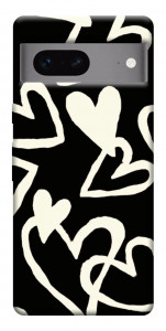 Чехол Black and white hearts для Google Pixel 7