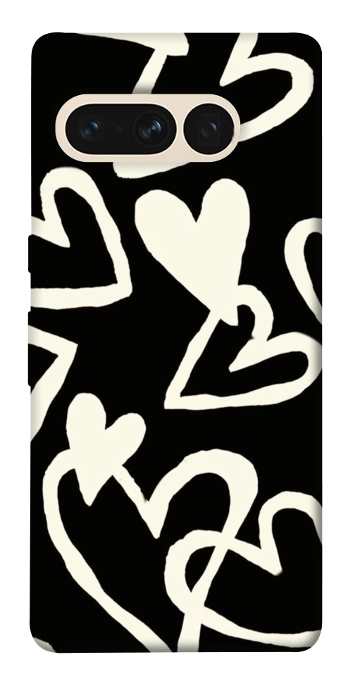 Чехол Black and white hearts для Google Pixel 7 Pro