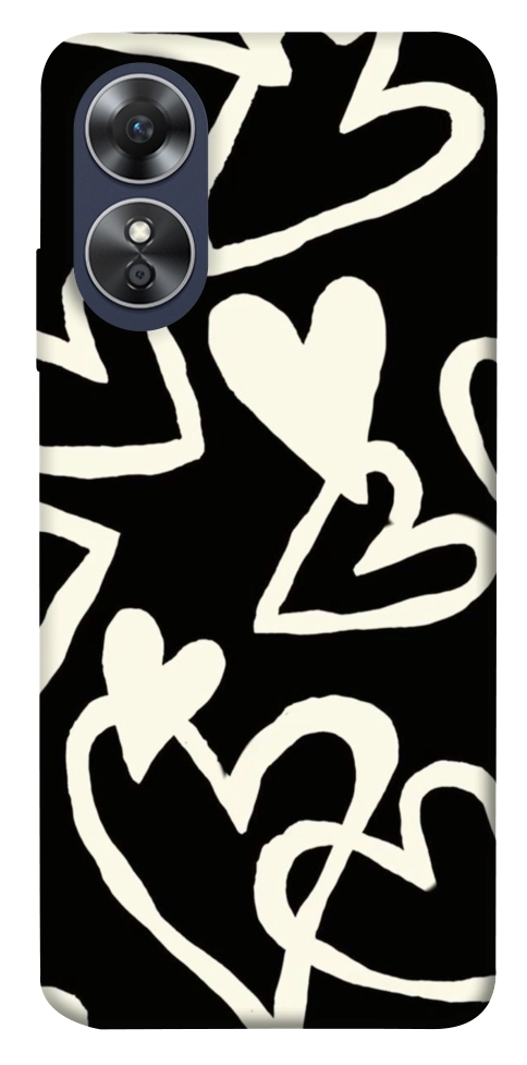 Чехол Black and white hearts для Oppo A17
