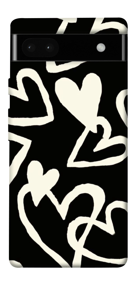 Чехол Black and white hearts для Google Pixel 6A
