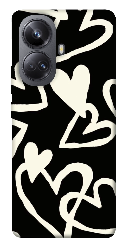 Чехол Black and white hearts для Realme 10 Pro+