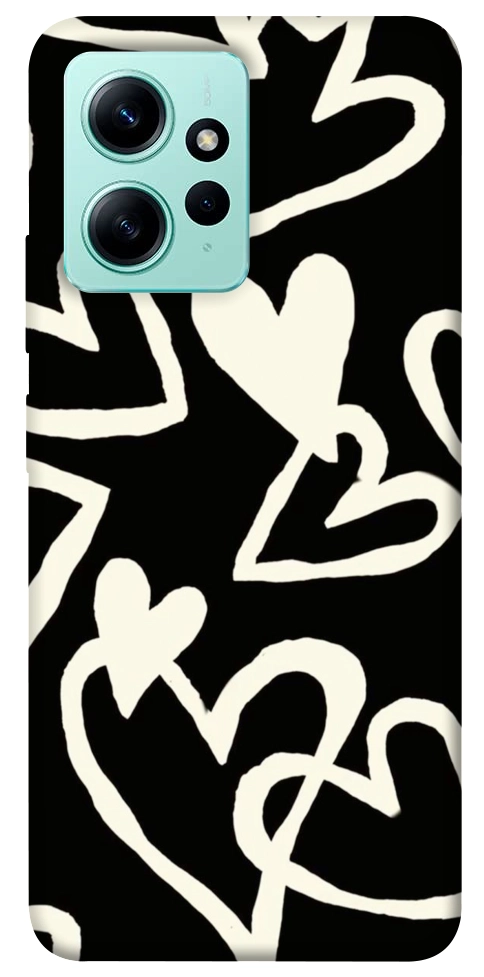 Чехол Black and white hearts для Xiaomi Redmi Note 12 4G