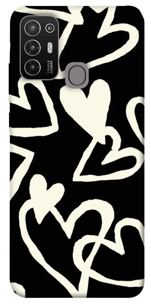 Чехол Black and white hearts для ZTE Blade A52