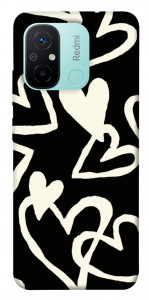 Чохол Black and white hearts для Xiaomi Redmi 12C