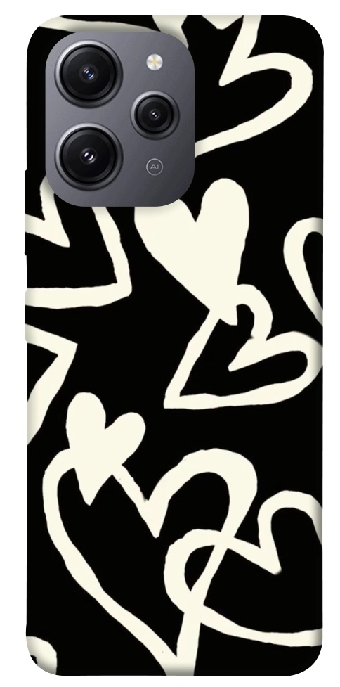 Чехол Black and white hearts для Xiaomi Redmi 12