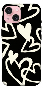 Чехол Black and white hearts для iPhone 15
