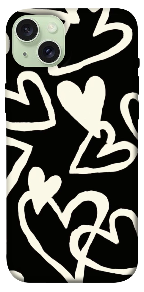 Чохол Black and white hearts для iPhone 15 Plus