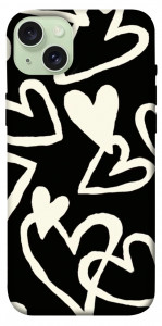 Чехол Black and white hearts для iPhone 15 Plus