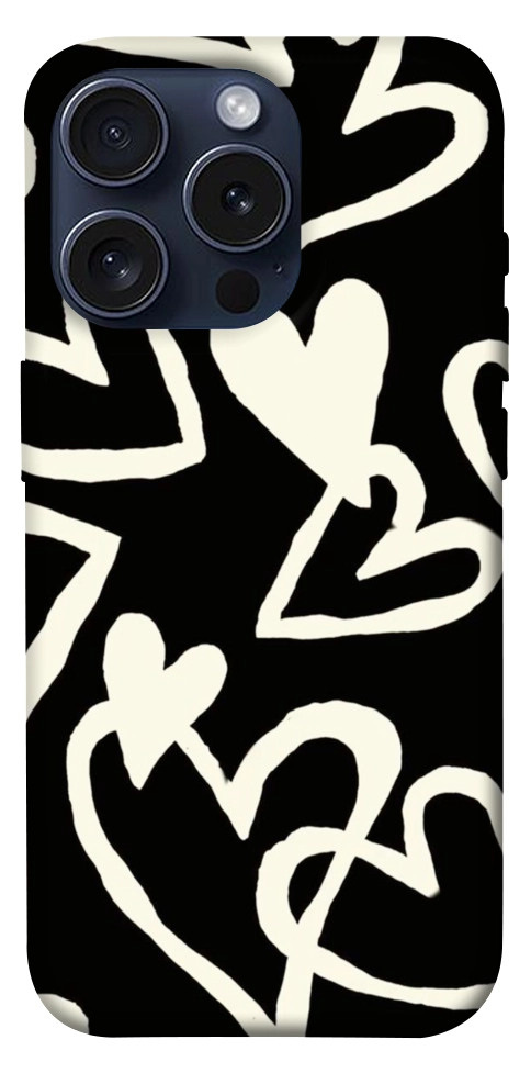 Чехол Black and white hearts для iPhone 15 Pro