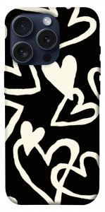Чохол Black and white hearts для iPhone 15 Pro