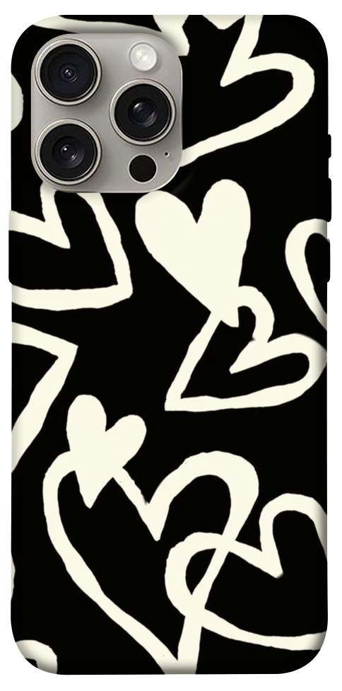 Чехол Black and white hearts для iPhone 15 Pro Max