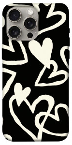 Чохол Black and white hearts для iPhone 15 Pro Max