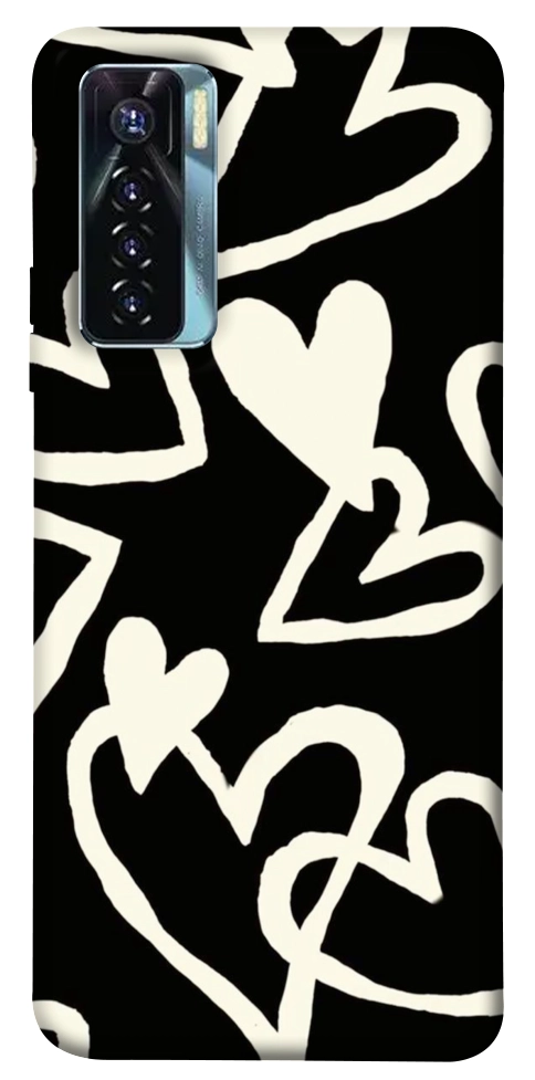 Чехол Black and white hearts для TECNO Camon 17 Pro