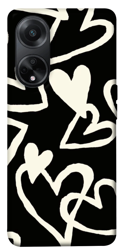 Чехол Black and white hearts для Oppo A58 4G