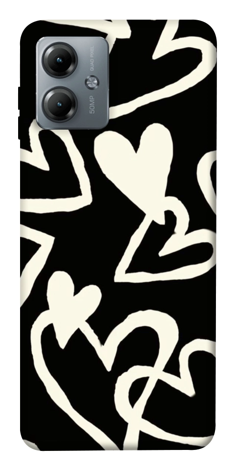 Чехол Black and white hearts для Motorola Moto G14