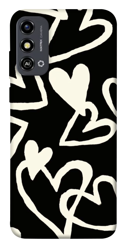 Чехол Black and white hearts для ZTE Blade A53